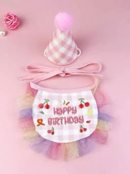 Pet Birthday Scarf Cute Delicate Lace Bib, Cat & Dog Birthday Party Celebration Prevent Saliva Towel