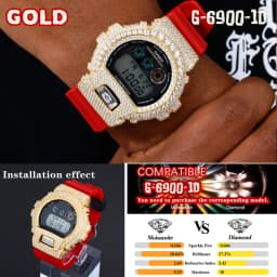DW-6900 Series Moissanite Watch Case S925 Sterling Silver Iced Out Bezel For Men's Hip Hop Jewelry Watch Accessories