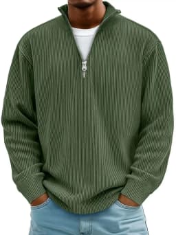 Men Stand Collar Zip Long Sleeve Loose Sweatshirts Casual Male Solid Color Pullover Jackets LRFZ-C448