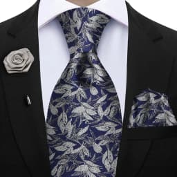 Peacock Blue Floral Print 2-Piece Tie & Pocket Square Set for Men Wedding Business Casual Stylish Accessories