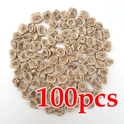 (100 Pcs/pack) 10*10mm Mini Fresh Pink Ribbon Flowers Small Size Satin Ribbon Artificial Flower Craft Festive Party Decoration