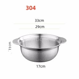 Vegetable washing basin Basket rice washing artifact Fruit filter basin Strainer Kitchen items 304 stainless steel drain basket