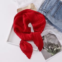 New 70X70CM Minimalist Solid Color 70cm Pleated Scarf Decoration Scarf Sunscreen Thin Scarf Pressed Pleated Square Scarf