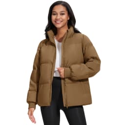 TACVASEN Womens Winter Padded Quilted Duck Down Coat Waterproof Warm Zip Up Daily Jacket Windproof Stand Collar Casual Jacket