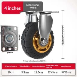 1Pcs Soft Elastic Rubber Caster 3/4 Inches Universal Caster Wheels Profile Castor Wheels With Brakes Floor Marks Silent Casters