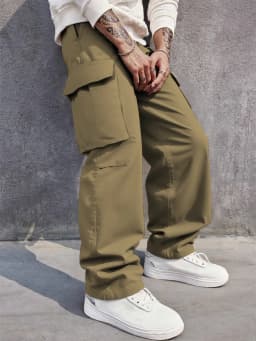 3D Pockets, Street-bombing Workwear, Trendy Functional Lacing, Loose-fitting Casual Pants, Men's Straight-cut Fashion