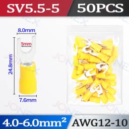 50PCS Fork Crimp Terminals Electrical Wire Connectors M4/M5/M6 U Type Insulated Spade Lugs For Quick Splicing Cables Connection