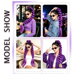 32" Extra-Long Synthetic Purple Braided Wig | Shimmering Metallic | Kids Christmas Costume Hairpiece Halloween wig Cosplay