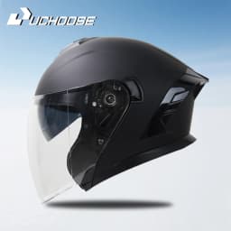 715-Motorcycle Dual Visor Flip-Up Modular Full-Face Helmet Anti-Fog Street Bike Racing Helmet for Women and Men Retro 3/4 Helmet