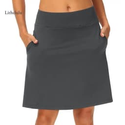 Women Casual Solid Color Mid-rise Culottes, Golf Skirts, Sports, Tennis, Yoga, Five-point Leggings, Comfortable Culottes