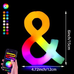 1PC Smart LED Letter Light - DIY RGB Marquee App Control Music Sync Indoor Sign Game Holiday Party Wedding Graduation Season A-Z