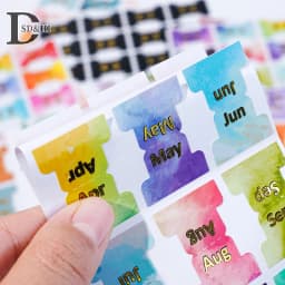 60Pcs/5Sheets Colorful Monthly Tabs Adhesive Planner Index Stickers For Office Planner Organizan Decorative Sticker