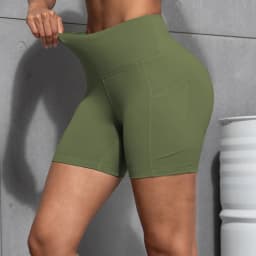 Womens Butt Lifting Yoga Shorts With Pockets High Waist Tummy Control Cycling Tight Elastic Slim Running Fitness Casual Shorts