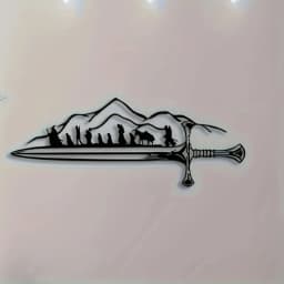Elegant Iron Wall Hanging Black Mountain Sword Cutout Metal Art for Indoor Decor TV Background Wall Decoration