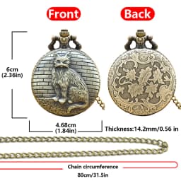 Vintage Bronze Clamshell Creative Handsome Cat Design Necklace Quartz Pocket Watch Gift Universal Male And Female Students