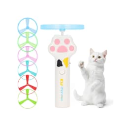 Cat Chase Fetch Toy Rechargeable Disc Launcher with 6 Flying Spinners Interactive Pet Hunting Toys Indoor Outdoor Yard Cats Dog