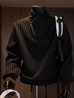 Thickened Stand Collar Sweatshirt Men's Casual Style Inner Wear Base Shirt Heavyweight Leisure Top for Autumn Winter