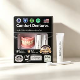 2026 New Instant Smile Moldable Silicone Denture Kit, Natural Ivory Upper & Lower False Teeth With Toothbrush & Toothpaste