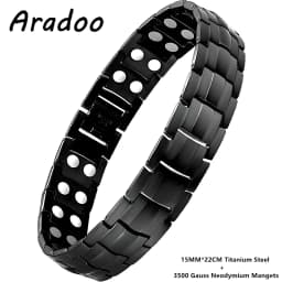 ARADOO Premium Copper Bracelet for Men with Strength 5000 Gauss Magnets Titanium Steel Wristband Jewelry Gifts