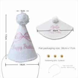 Bowknot One-Year-Old Birthday Cap Embroidery Lace Edge First Birthday Garland Pink Blue Ball Birthday Hat First Birthday