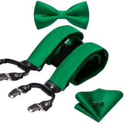 Burgundy Black White  Mens Suspender Adjustable 6 Clips Jacquard Braces Bowtie Hanky Cufflinks Set Silver Gold