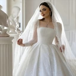 Flavinke Customized Gorgeous Beaded Sequin Boat Neck Ball Gown Wedding Dresses Long Sleeves Court Train Tulle Bridal Gowns