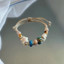 China Ethnic Retro Jingdezhen Ceramic Star Round Bead Rope Chain Bracelet for Women Friendship Charm Jewelry Accessories Gifts
