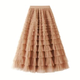 HOT Solid Multilayer Ruffle Mesh Skirt Women Boho High Waist Long Maxi Tulle Skirt Spring Summer Party Women's Clothing