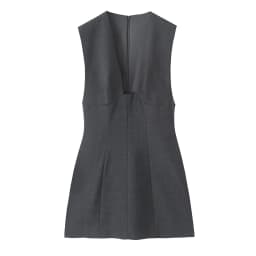 HH Spring Fashion Sleeveless Wool Solid Short Dress Woman Female Elegant Back V-Neck Zipper A-Line Streetwear Mini Dress