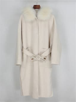 OFTBUY New Oversize Loose Cashmere Wool Blends Real Fur Coat Winter Jacket Women Natural Fox Fur Collar Hood Outerwear Belt