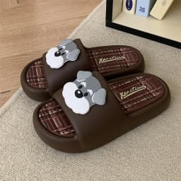 Women Cute BathSlippers Capybara Decor Stripes Thick Soft-Sole Bathroom Beach Summer Couple Black White Casual Non-slip Home New