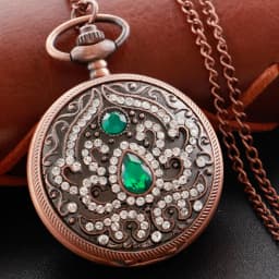 New Gold Luxury Ruby Pocket Watch Necklace Digital Pendant Chain Clock Fashion Sculpture Women's Men's Gift