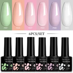 LILYCUTE 6Pcs 7ML Gel DIY Nails Polish Set Bright Pink Nail Charms Soak Off UV LED Gel Varnish Nail Art Design Accessories