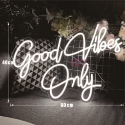 60cm Big Neon Sign LED Lights Good Vibes Only Neon Light Led Sign Beauty Room Decor Bedroom Girl Birthday Decor Wedding Wall Art
