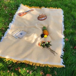 Cotton Blend Portable Mat Picnic Mat with Tassel for Outdoor Camping Dustproof Tablecloth Mat Soft Sofa Blankets Camping Parts
