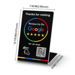 NFC Stand 215 Programmable QR Code TAP Google Review Acrylic Stickers Card NFC Station Table 13.56Mhz Waterproof NFC Review Card