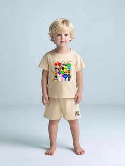 2PCS boys' short sleeved shorts set - printed pattern, suitable for boys aged 3-7- perfect choice for casual and playful wear