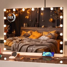Teousev Hollywood Vanity Makeup Mirror with 9/14/17 LED Bulbs 3 Color Dimmable Lights USB Charging Port Touch Control Tabletop
