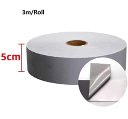 Polyester Grey Silver Reflective Strip Sticker Raincoats Backpacks Night Warning Adhesive Reflector Tape