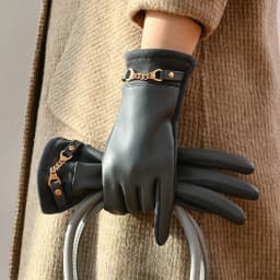 Winter Women Suede Leather Plus Velvet Keep Warm Chain Gloves Fashion Elegant Touch Screen Soft Drive Cycling Windproof Mittens