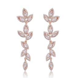 Luxury Polish Best Selling Leaf CZ Long Drop Earrings for Women Elegant AAA Zircon Bridal Earring Wedding Party Jewelry