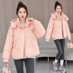 Winter Thick Puffer Coat Women Zip Up Windproof Russian Cold Weather Snow Jacket Detachable Hooded Outerwear Candy Color New