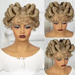Bantu Braided Wigs Synthetic Transparent Full Lace Braided Lace Wigs Ginger Orange Color Short Cute Handmade Knotless Braids Wig