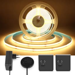 Dual Wireless Moveable PIR Motion Sensors 10M 5M COB Strip Light Set DC24V 320LEDs/M High Bright For Bedroom Corridor Stairs