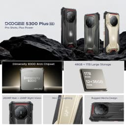 DOOGEE S300 Plus Rugged Phone 48GB+1TB Dimensity 8300 11000mAh Battery 120W 6.78” FHD+120Hz 200MP Camera Android16 Smartphone