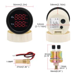 52MM 2 in 1 Digital Oil Temperature & Oil Pressure Gauge 50~150 Celsius Thermometer Indicator Oil Press 0~10 Bar for Boat Cars