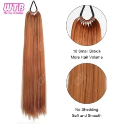 WTB Synthetic Braided Wig 24 Inch Corn Perm Curly Hair Ponytail Braided Wig Daily Wear Curly Ponytail