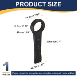 Uxcell Box End Striking Ring Wrench 17mm-48mm Metric CR-V Steel 12-Point Flat Strike Wrench Baking Paint Single Head Spanner