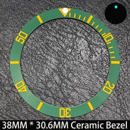 Sloping 38mm * 30.6mm Ceramic/Aluminum Blue Luminous Bezel GMT and Diving Watch Insert Fit for 40mm Watch Case Replacement Watch