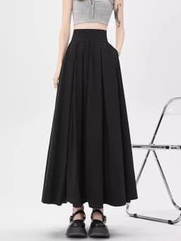 Solid Color Suit Skirt High Waist Medium Length Pleated Skirt Fashionable Versatile A-line Umbrella Skirt Spring Summer New